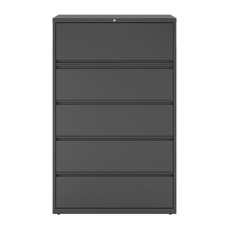 Hirsh 42-in Wide HL8000 Series Metal 5 Drawer Lateral File Cabinet Charcoal