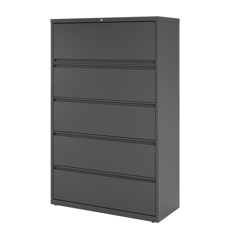 Hirsh 42-in Wide HL8000 Series Metal 5 Drawer Lateral File Cabinet Charcoal