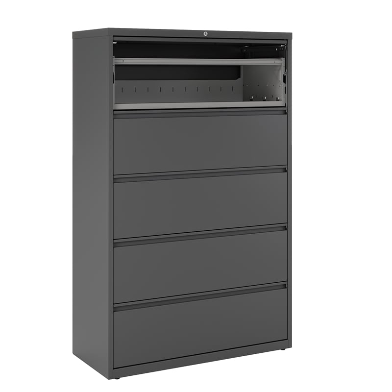 Hirsh 42-in Wide HL8000 Series Metal 5 Drawer Lateral File Cabinet Charcoal