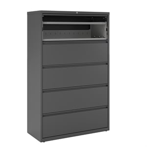 Hirsh 42-in Wide HL8000 Series Metal 5 Drawer Lateral File Cabinet Charcoal