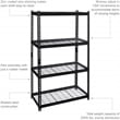 Hirsh 2300 Riveted Metal Wire Deck Shelving 4-Shelf Unit 18D x 36W x 60H Black
