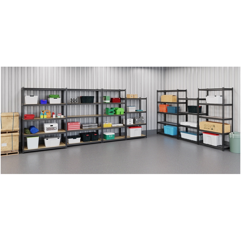 Hirsh 2300 Riveted Metal Wire Deck Shelving 4-Shelf Unit 18D x 36W x 60H Black