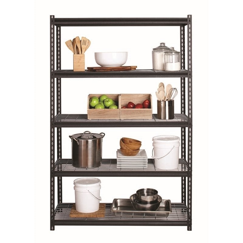 Iron Horse 2300 Riveted Wire Deck Metal Shelving 5-Shelf 18Dx48Wx72H Black