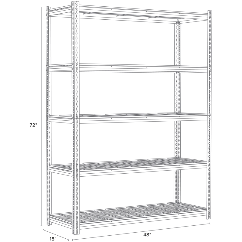 Iron Horse 2300 Riveted Wire Deck Metal Shelving 5-Shelf 18Dx48Wx72H Black