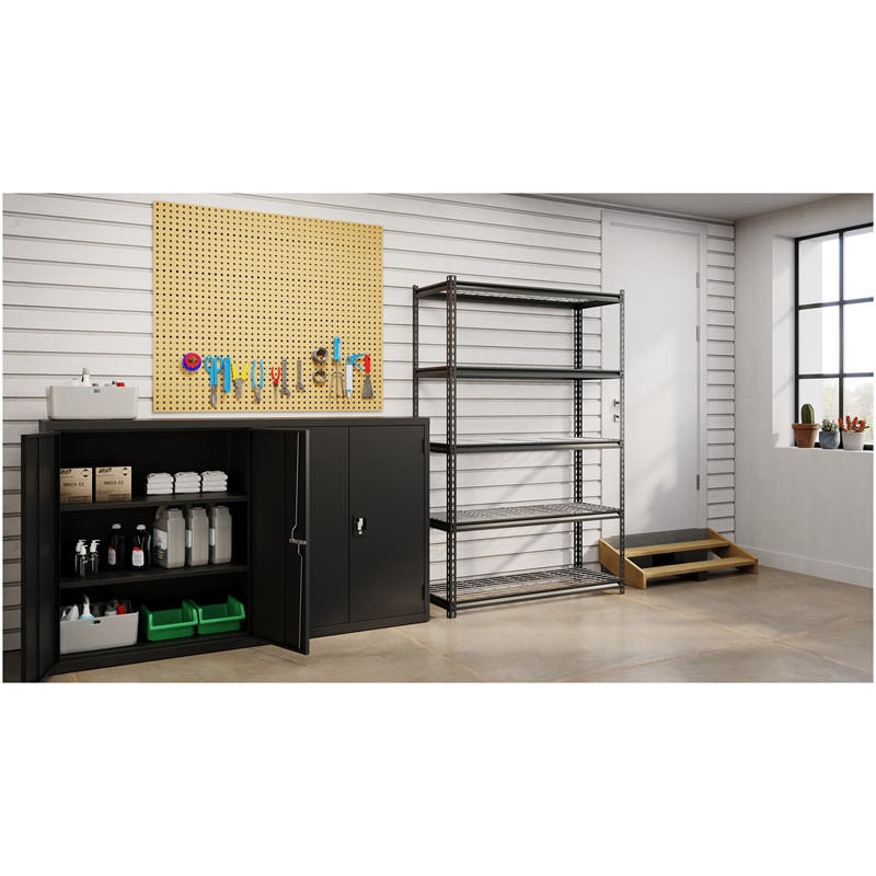 Iron Horse 2300 Riveted Wire Deck Metal Shelving 5-Shelf 18Dx48Wx72H Black