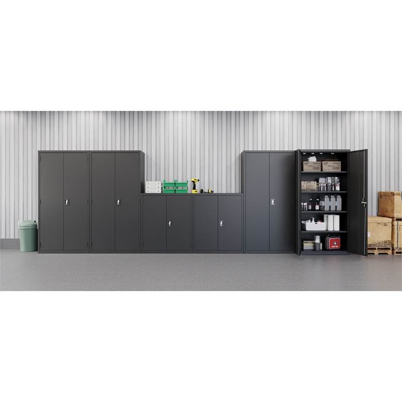Hirsh Welded Metal Storage Cabinet with 4 Adjustable Shelves in Black
