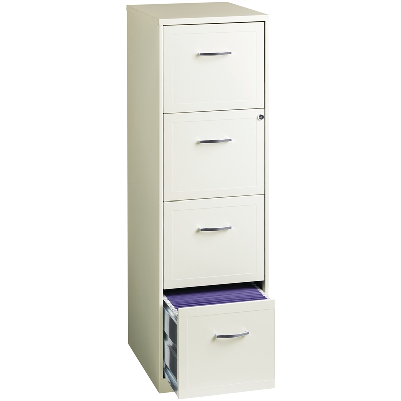 Space Solutions 18" Deep 4 Drawer Metal File Pearl White