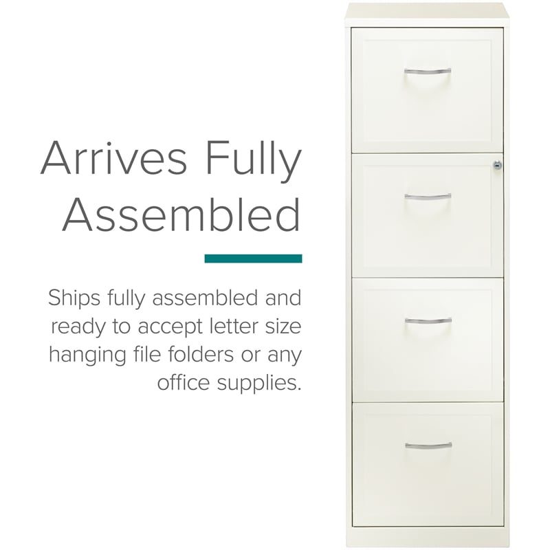 Space Solutions 18 Deep 4 Drawer Metal File Cabinet Pearl White   1786497 4 L 