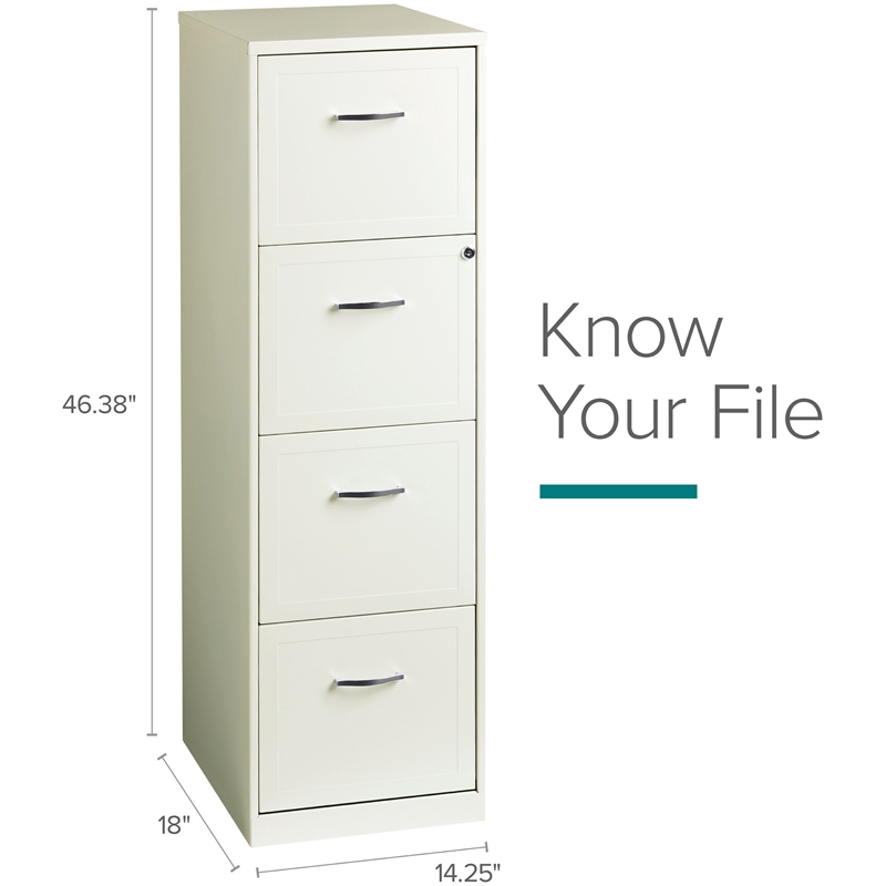 Space Solutions 18 Deep 4 Drawer Metal File Cabinet Pearl White   1786497 6 L 