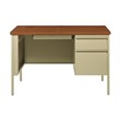 Hirsh 24x45 Right Hand Single Pedestal Metal Desk Beige/Oak