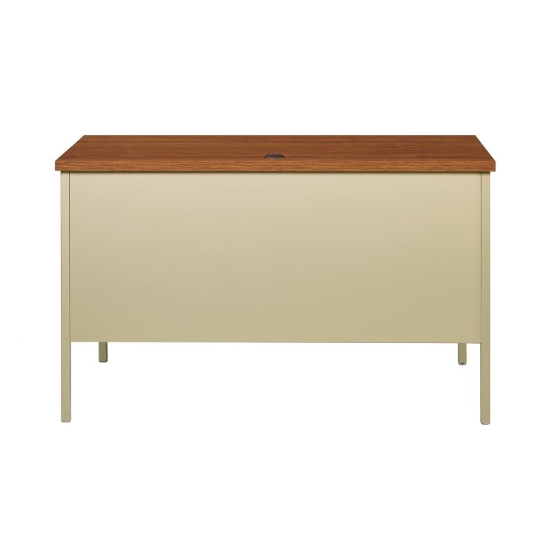 Hirsh 24x45 Right Hand Single Pedestal Metal Desk Beige/Oak