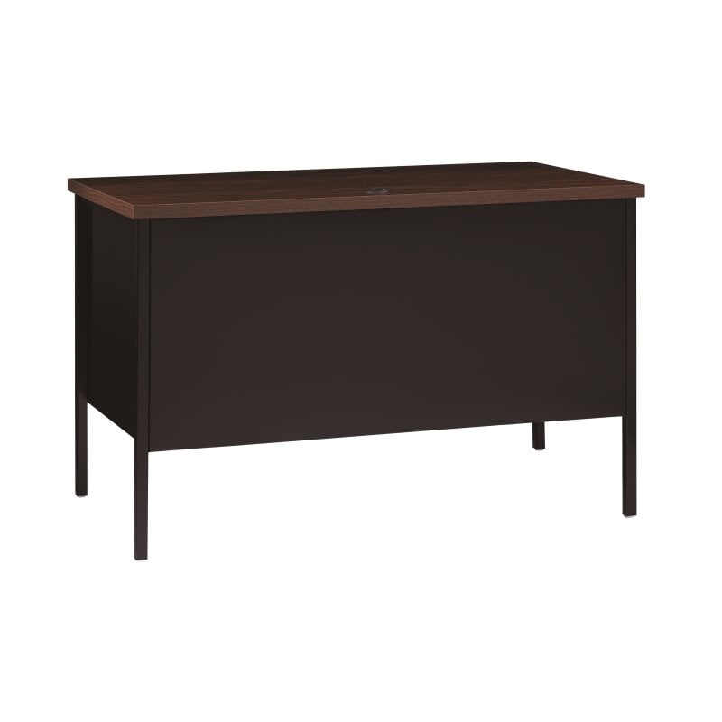 Hirsh 24x45 Right Hand Single Pedestal Metal Desk Black/Walnut
