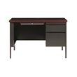 Hirsh 24x45 Right Hand Single Pedestal Metal Desk Charcoal/Mahogany
