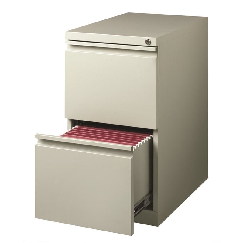 Hirsh 23-in Deep Mobile Pedestal File 2-Drawer File/File. Full Width Pull. Gray