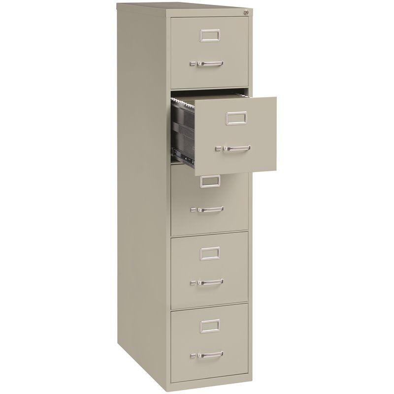 Hirsh 5 Drawer Letter Vertical File Cabinet In Light Gray 18777