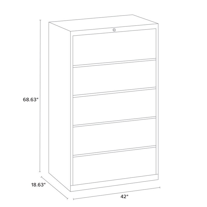 Hirsh 42-in Wide HL10000 5 Drawer Lateral File Cabinet. Roll-out Shelves. Black