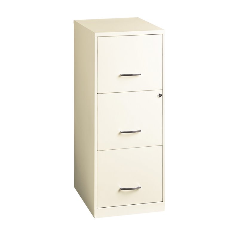 Space Solutions 3 Drawer Vertical File Cabinet With Lock Pearl White 22618