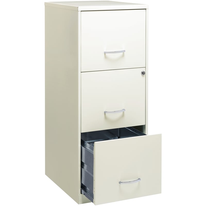 Space Solutions Drawer Vertical Metal File Cabinet with Lock Pearl White 