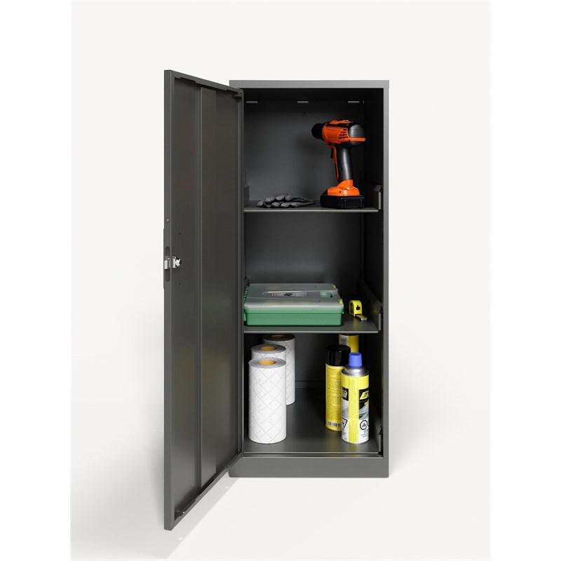 Space Solutions 3 Shelf Personal Metal Locker Storage Cabinet Locking Charcoal