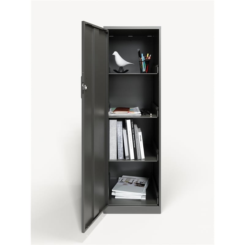 Space Solutions 4 Shelf Personal Metal Locker Storage Cabinet Locking Charcoal