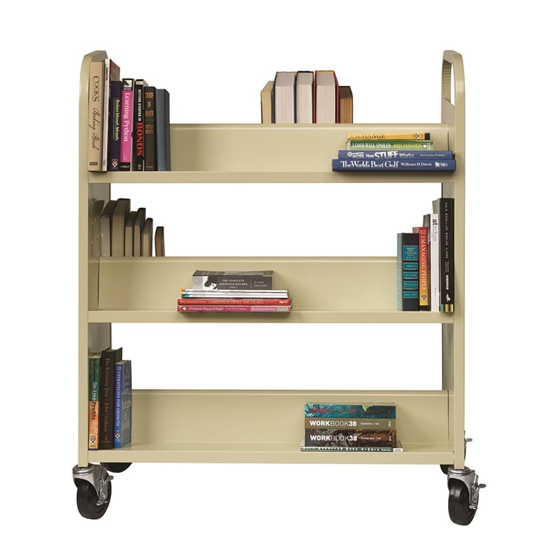 Hirsh Double-sided Mobile Metal Book Cart Putty/Beige