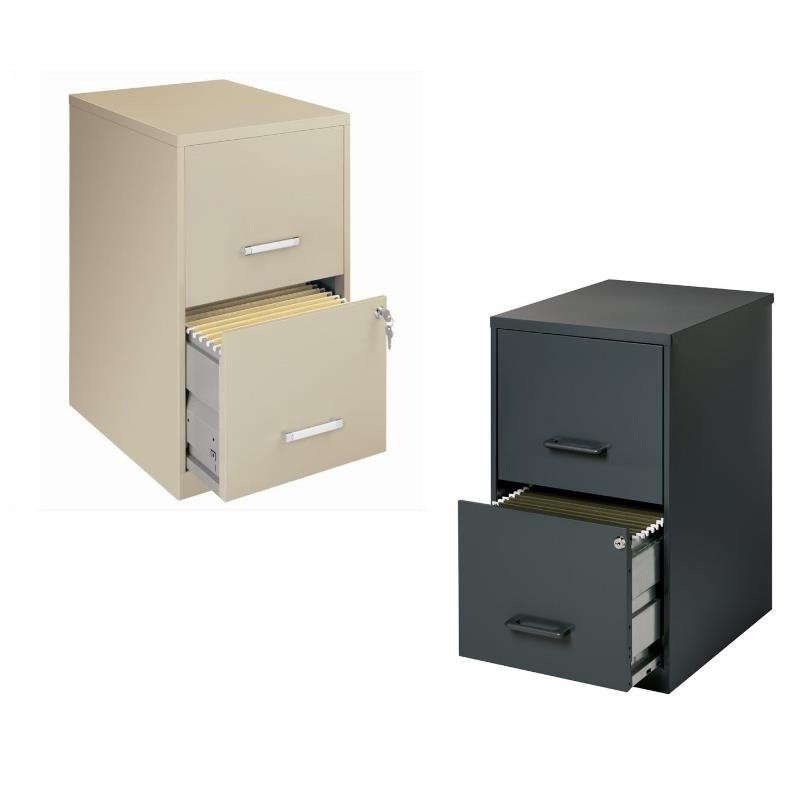 Value Pack (Set of 2) Drawer Letter File Cabinet in Black and Putty