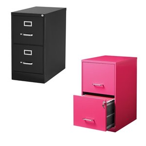 value pack (set of 2) drawer file cabinet in black and pink
