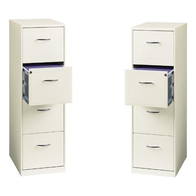 Value Pack (Set of 2) 4 Drawer Smart File Cabinet in Pearl White