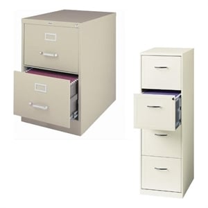 (Value Pack) 2 Drawer and 4 Drawer File Cabinet in White and Putty