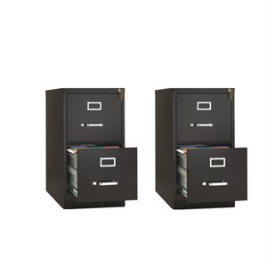 set of 2 value pack two drawer letter file cabinet in black with lock