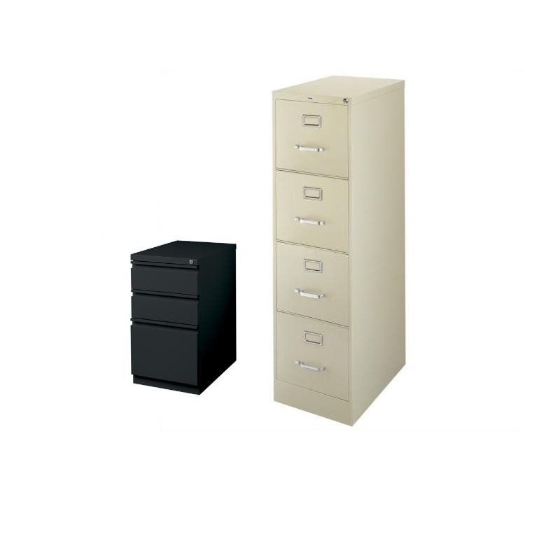 Set of 2 Value Pack 4 and 3 Drawer Black Mobile Filing Cabinet