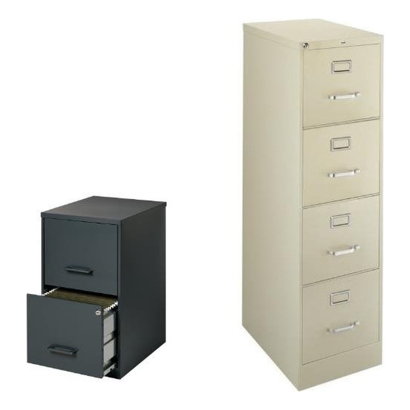 2 Piece Value Pack 4 Drawer in Putty and Black 2 Drawer Filing Cabinet