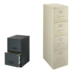2 Piece Value Pack 4 Drawer in Putty and Black 2 Drawer Filing Cabinet