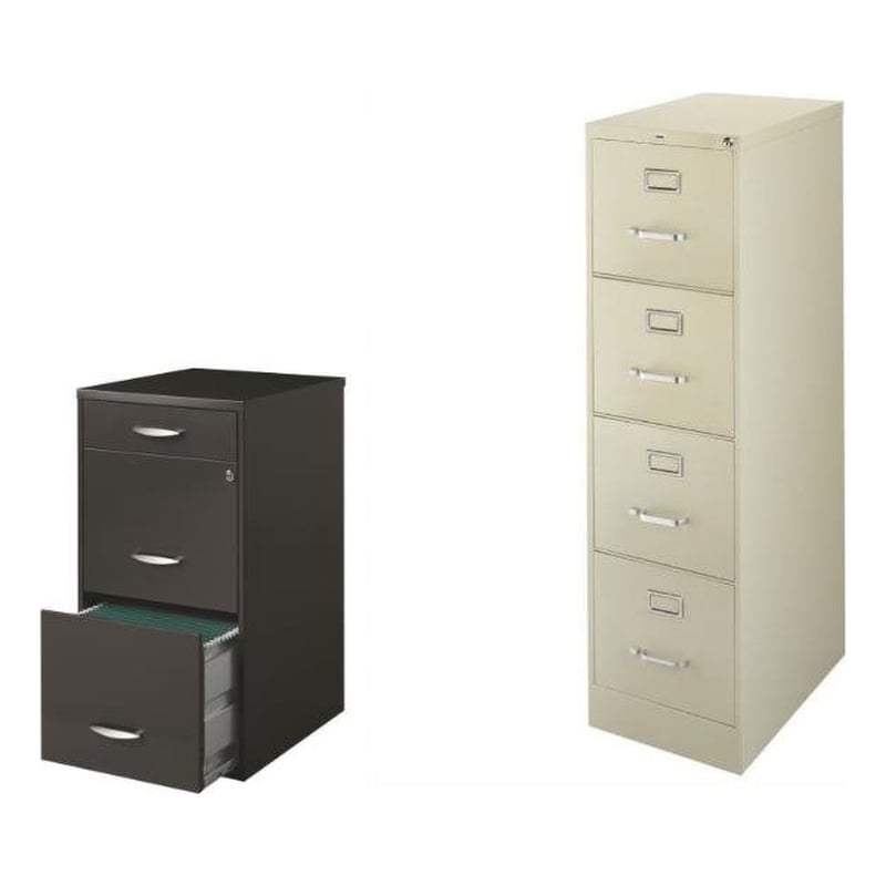2 Piece Value Pack 4 and 3 Drawer Filing Cabinet in Putty and Charcoal