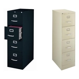 2 Piece Value Pack 4 Drawer Filing Cabinet in Putty and Black Color