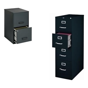 2 Piece Value Pack Four Drawer and Two Drawer Filing Cabinets in Black