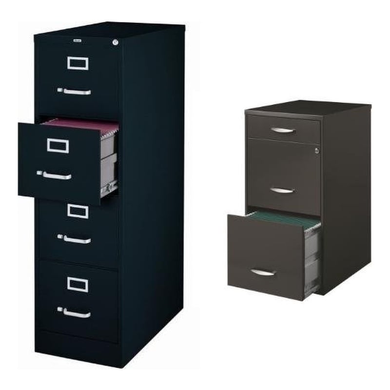 2 Piece Value Pack 4 and 3 Drawer File Cabinet in Black and Charcoal