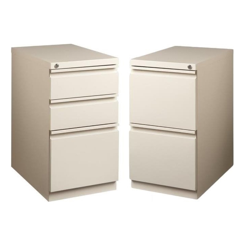 Set of 2 Value Pack Mobile 2 and 3 Drawer Filing Cabinets in Putty