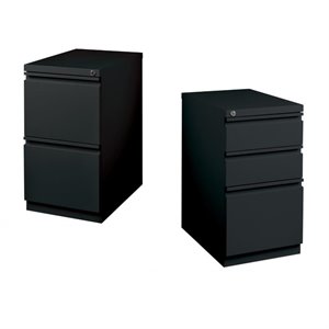 set of 2 value pack 2 and 3 drawer mobile filing cabinet in black