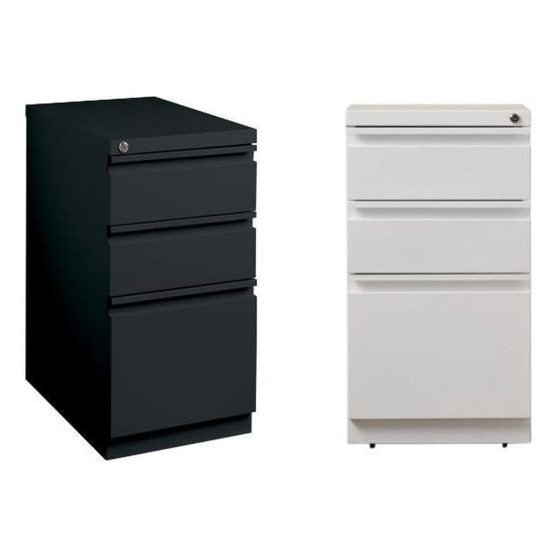Set of 2 Value Pack 3 Drawer Filing Cabinets in Black and White