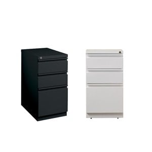 set of 2 value pack 3 drawer filing cabinets in black and white