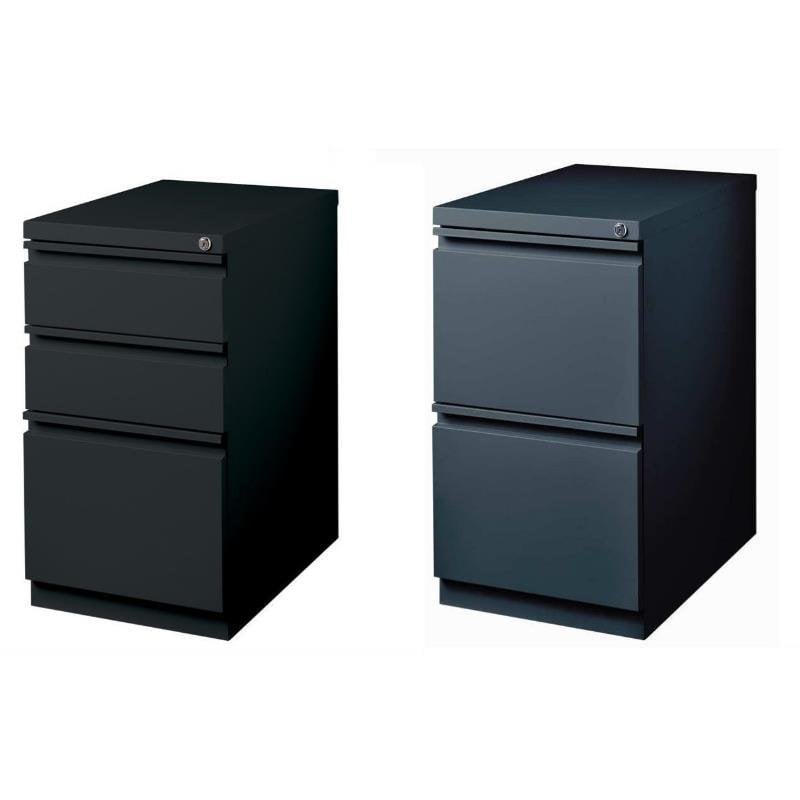2 Piece Value Pack 3 Drawer Black and 2 Drawer Charcoal Filing Cabinet
