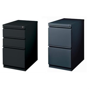 2 piece value pack 3 drawer black and 2 drawer charcoal filing cabinet