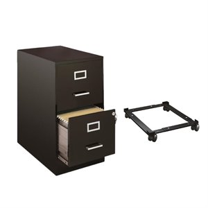 soho 2 piece 2 drawer file cabinet and mobile file caddy in black