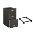 2 Piece File Cabinet in Charcoal and Adjustable File Caddy in Black