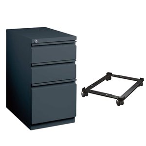 2 piece mobile file cabinet in charcoal and file caddy in black