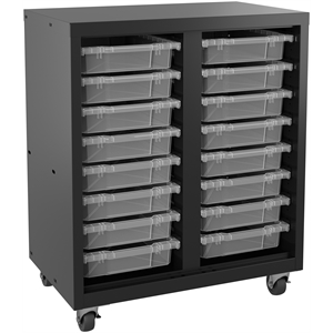 hirsh huxley 16 plastic tote bin mobile storage cabinet