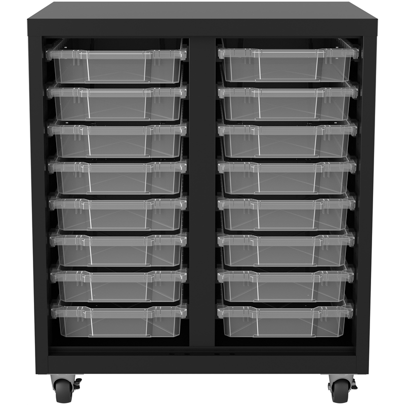 Space Solutions Metal Bin Storage Cabinet Mobile 36x30x18 Black/Graphite