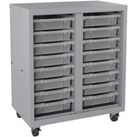 Space Solutions Bin Storage Cabinet with 8.3 Tote Bins and 4.6 Bins, 36 x  30 x 18, Platinum/Graphite 