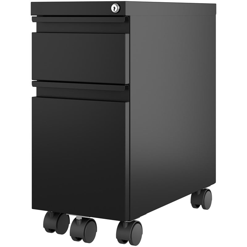 Hirsh 20-in Deep Mobile Zip Pedestal 2-Drawer Box/File. Full Width Pull. Black
